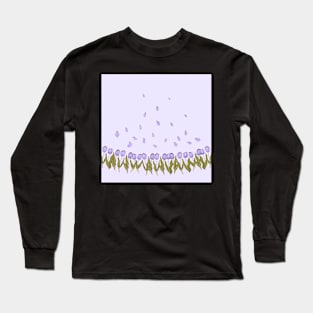 Violet tulips on lilac background Long Sleeve T-Shirt